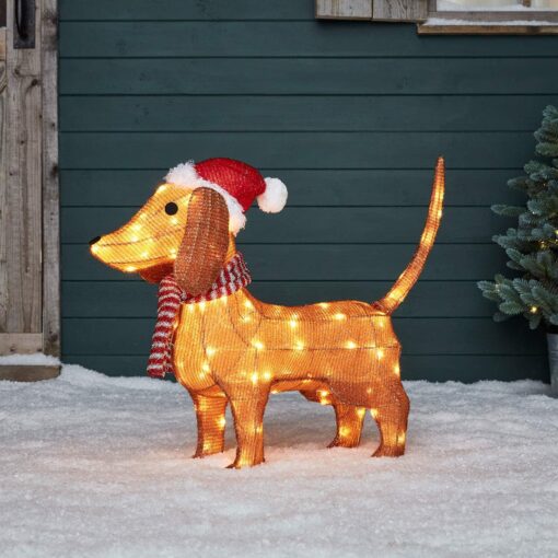 LED Dackel Weihnachtsfigur